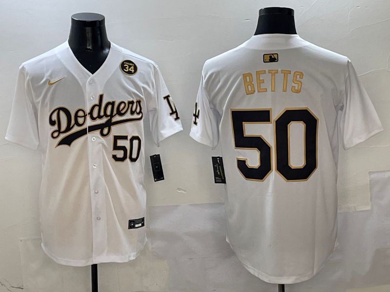 Men Los Angeles Dodgers #50 Betts White Black Game Nike 2025 MLB Jersey style 6->los angeles dodgers->MLB Jersey